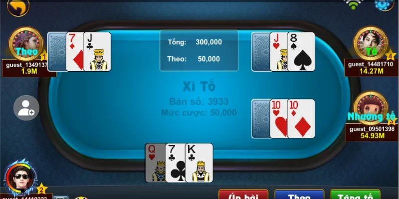 Giới thiệu các hành động trong ván bài xì tố